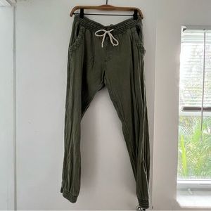 Rip Curl linen forest green joggers